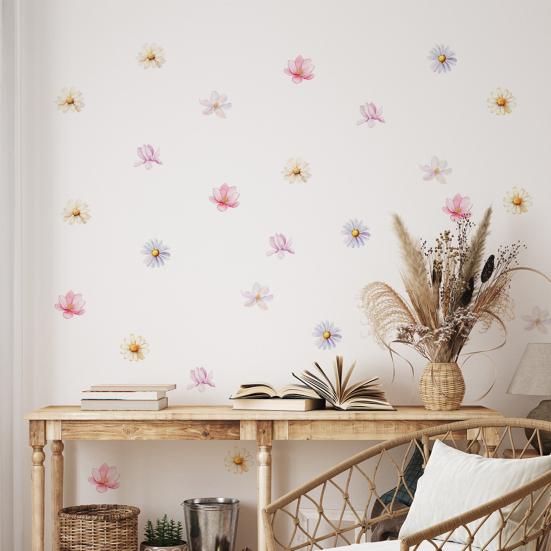 6Pcs Wall Decals, Flower Print Wall Stickers, Self-Adhesive Removable Waterproof Scratch Resistant Wall Decals for Kids Rooms And Kindergartens