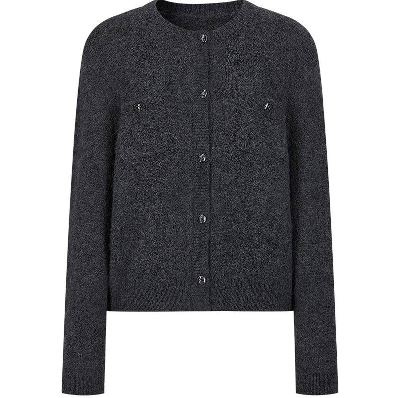 

Anna Kou Women s Single-Breasted Round Neck Knitted Cardigan XL