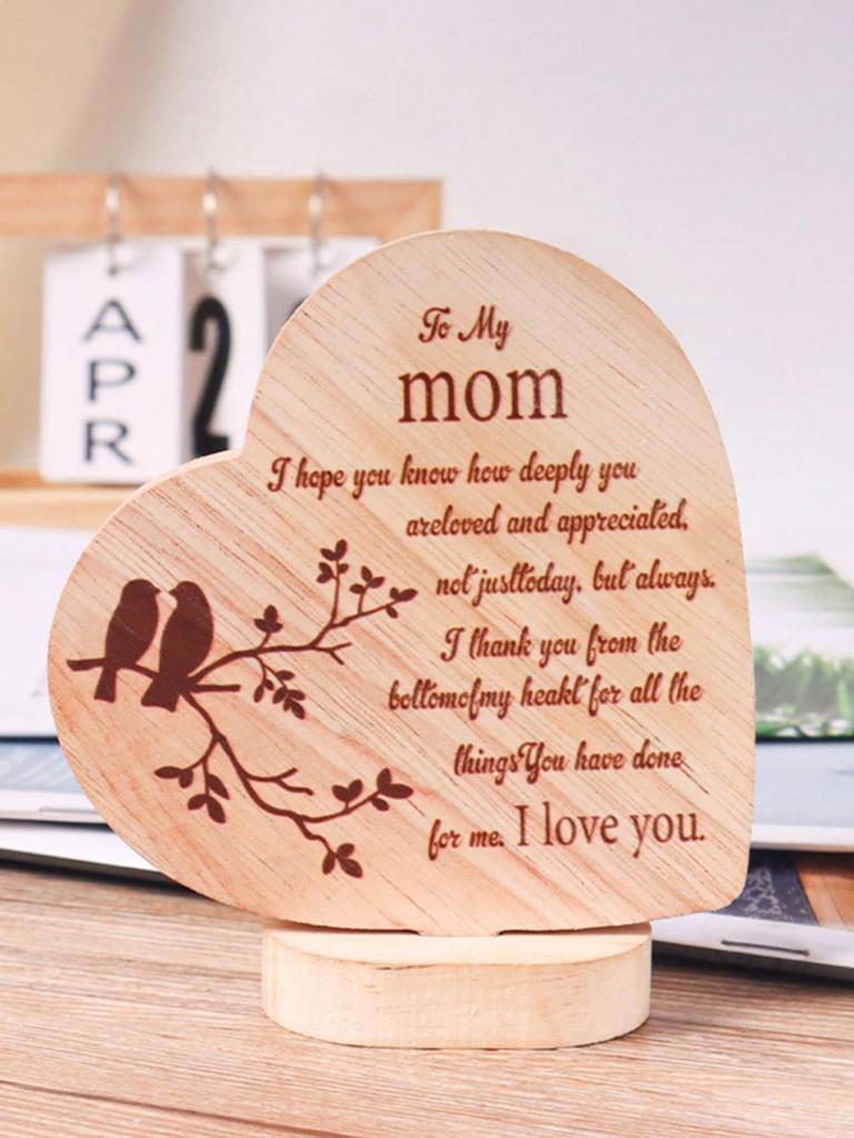 Mother's Day Wooden Plaque Resin Ornament Perfect for Home Decor, Desk Display, a Heartfelt Gift To Express Love for Mother