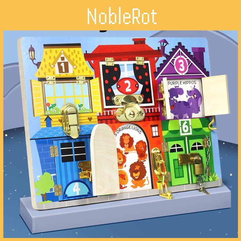 Wooden Busy Board With Unlocking Locks For Toddler Development And Early Learning
