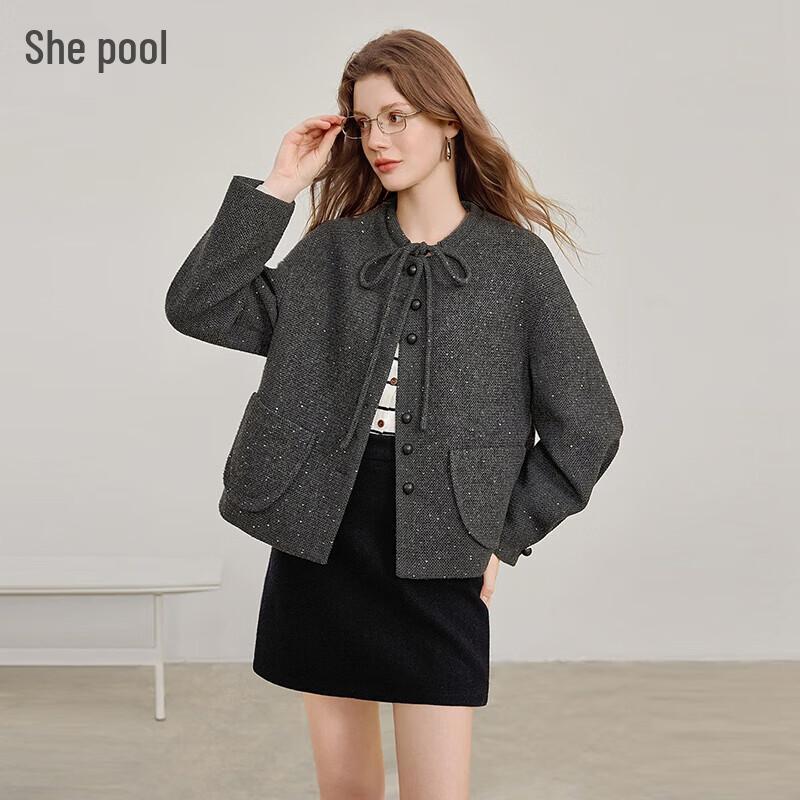 

Tachi Women s Wool Blend Round Neck Drop Shoulder Jacket L