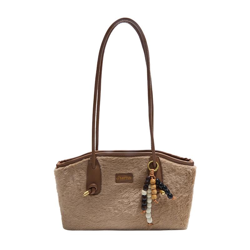 

Autumn and winter plush bag women s foreign style fashion fluffy shoulder underarm bag casual shoulder tote bag fluff bag хаки