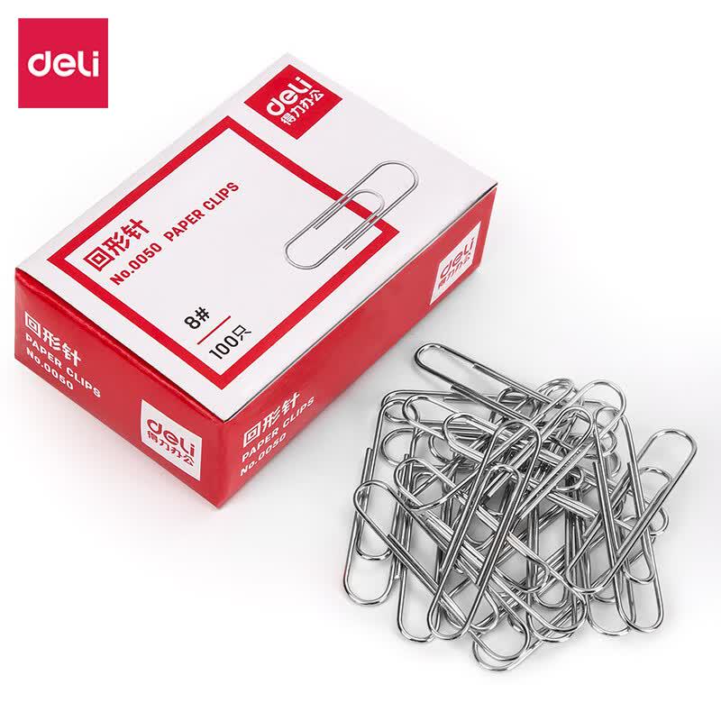 Deli 0050 Large Electroplated Metal Paper Clips