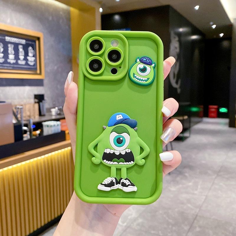 Applicable To iPhone17 Mobile Phone Case Green One-eyed Monster Apple 16promax Three-dimensional Cartoon Doll Foreign Trade Tide Case