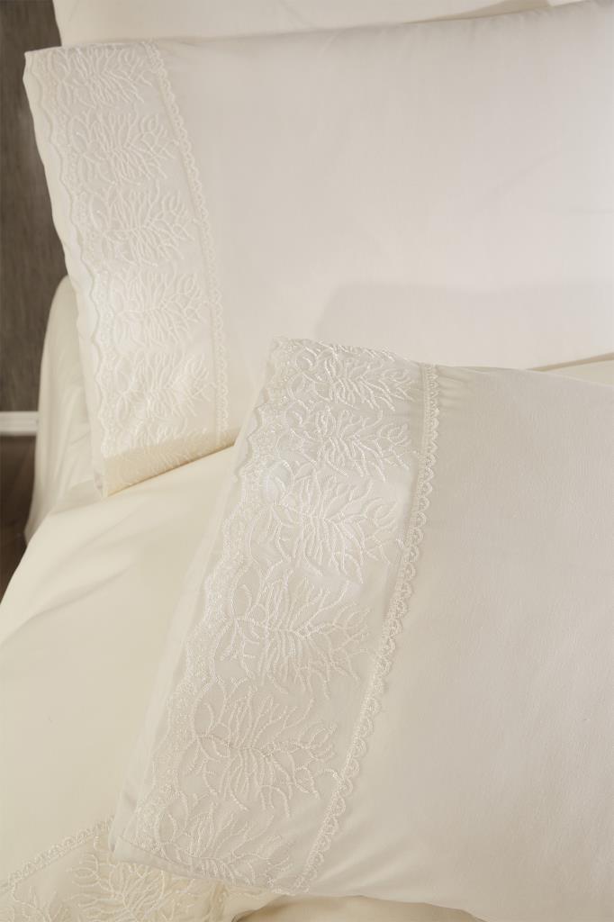 Secil Sada povlaků na přikrývku 6 kusů, povlak na přikrývku 200x220, prostěradlo 240x260 bavlněná látka, plná velikost, krémová dvojitá velikost