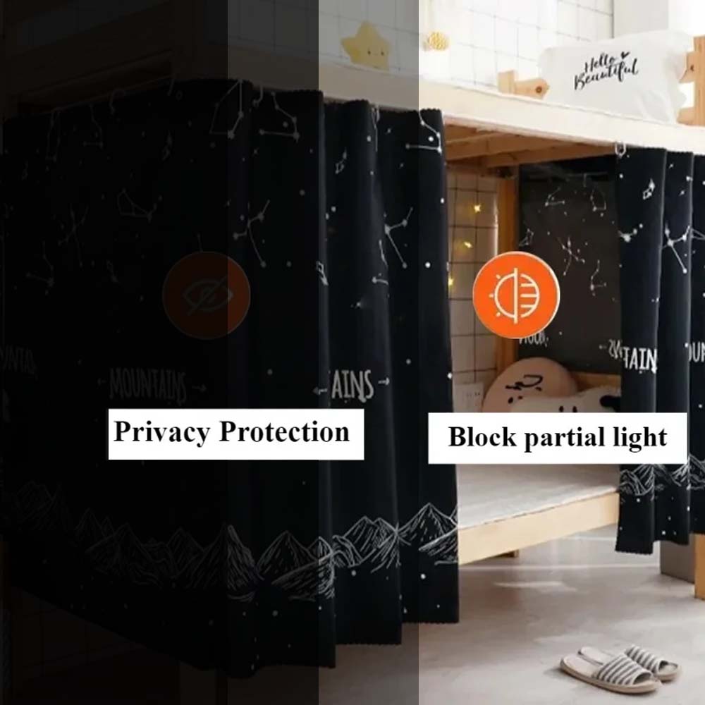 Tenda Oscurante Spessa per Letto Studente Protezione Privacy Baldacchino Letti Dormitorio Tessuto Ombreggiante Antipolvere Stampato per Camera da Letto Scolastica