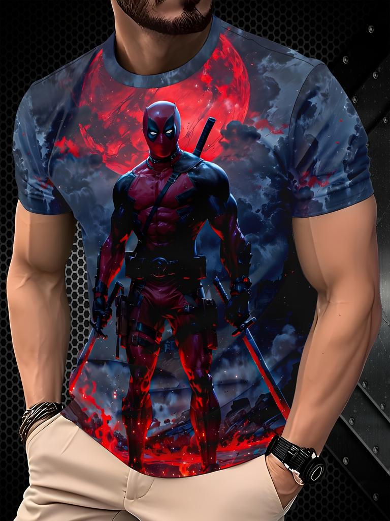 Men's Fashion Short-Sleeve T-Shirt 3D Print Iron Man Deadpool Captain America Spider-Man Superhero Fans T Shirt
