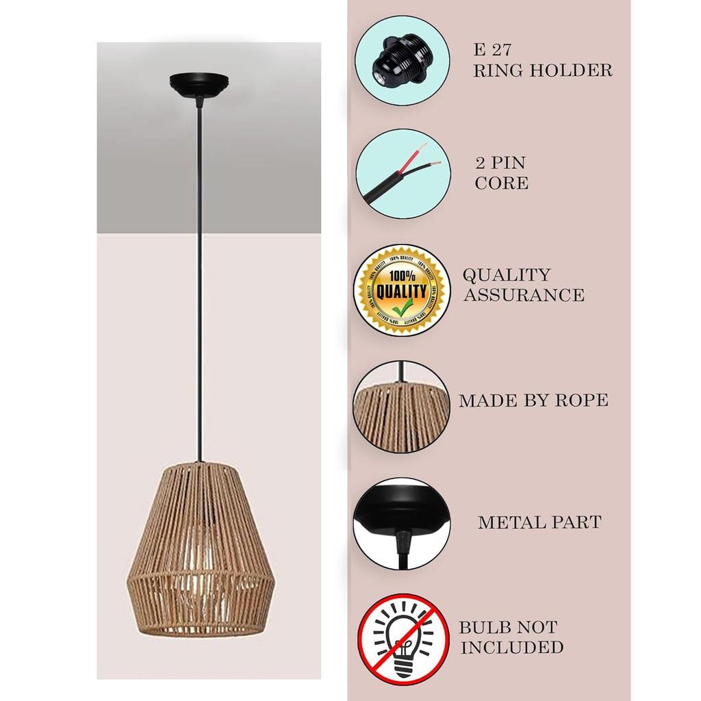 Rattan Seegras Bast Kauna Papiergras Korbgeflecht Lampe Premium Pendelleuchte/Deckenleuchte Hängelampe Licht, Dekorationslampen Handgewebt - 1 Stück