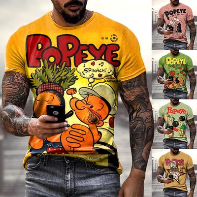 Camiseta casual de gola redonda, impressão digital 3D, estilo verão, moda masculina, camiseta slim, manga curta, tamanho XXS~6XL