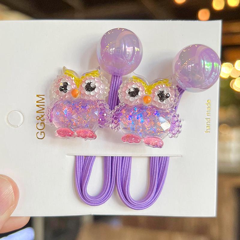 2PCS Lovely Cartoon Owl Bird Girls Elastic Hair Bands Kids Princess Hair Accessories Children Hair Ties Baby Headwear