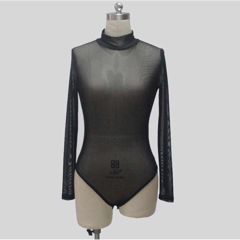 

Европа и Америка Трансграничный Сексуальный Кружевной Сетчатый Прозрачный Флок Принтованный Сексуальный Облегающий Изящный Комбинезон с Длинным Рукавом Black L