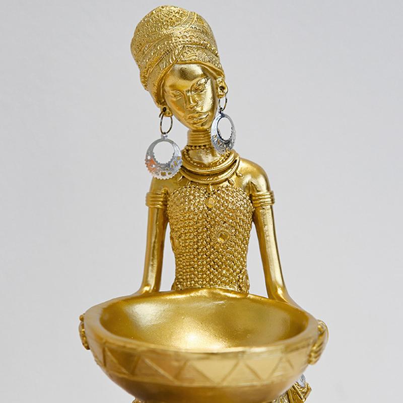 Creative African Women's Statues Storage Ornaments, Resin Crafts, Home Office, Wine Cabinet, Study, Living Room Decorations, 1Pc
