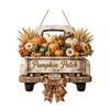 Rustic Pumpkin Truck Door Ornament Harvest Hanging Sign for Front Door, Wooden Fall with Distressed Wood Hemp Rope, Farmhouse Welcome Sign,