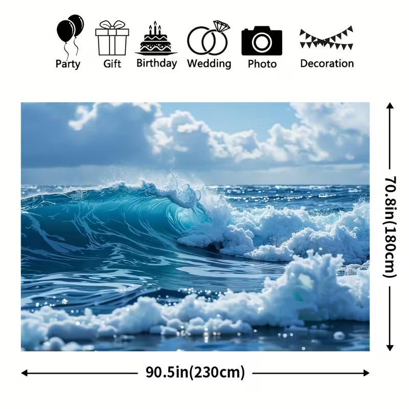 2D Ocean Wave Backdrop for Beach Themed Parties, Photoshoots and Videos