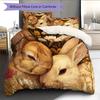 Rabbit In Flower Bush  Pattern Bedding Quilt Set  Home Decoration  Gift (1 * Duvet Cover + 2 * Pillowcase, Without Core)
