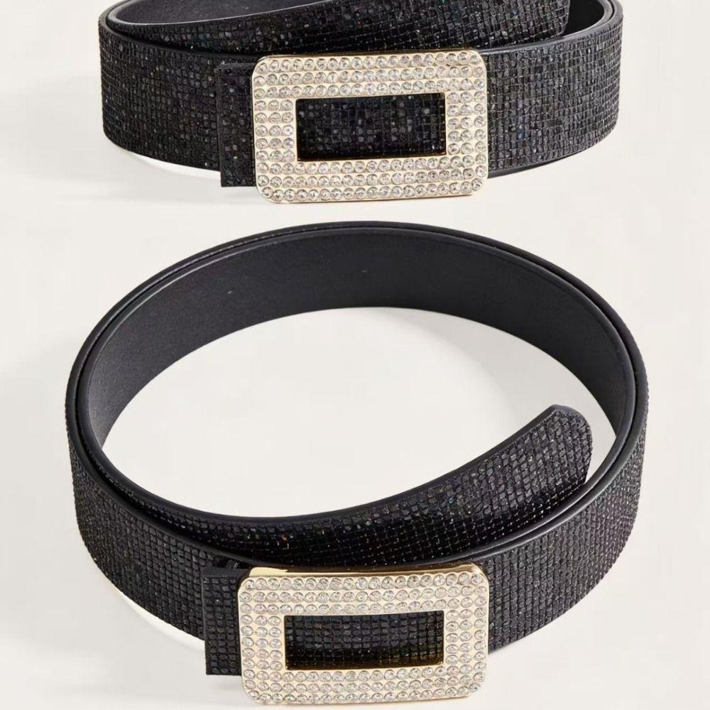 Punk Sequin Belt Korean Style Y2K Girl Waistband Simple PU Leather Wide Waistband  Party