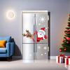 Conjunto de 2 peças de Adesivos Estáticos Autoadesivos de Natal - Papai Noel e Rena Espiando Através de Portas de Vidro, Decorações de Natal