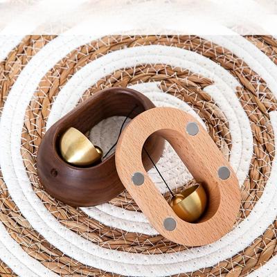 1pc Magnetic Brass Doorbell Reminder Wooden Wind Chimes Self-adhesive Shopkeepers Bell for Door Home Decorations