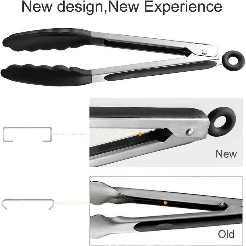 Premium Stainless Steel Locking Kitchen Tongs with Silicon Tips, Set of 3