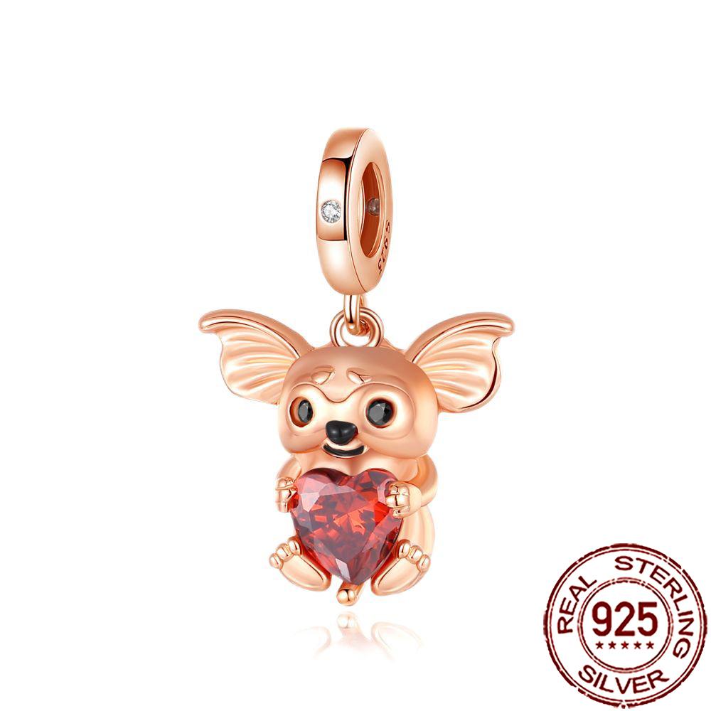 New Charms Copper Cat Dog Flamingo Chameleon Axolotl Animal Beads Fit Bracelet Necklace Women Diy Jewelry