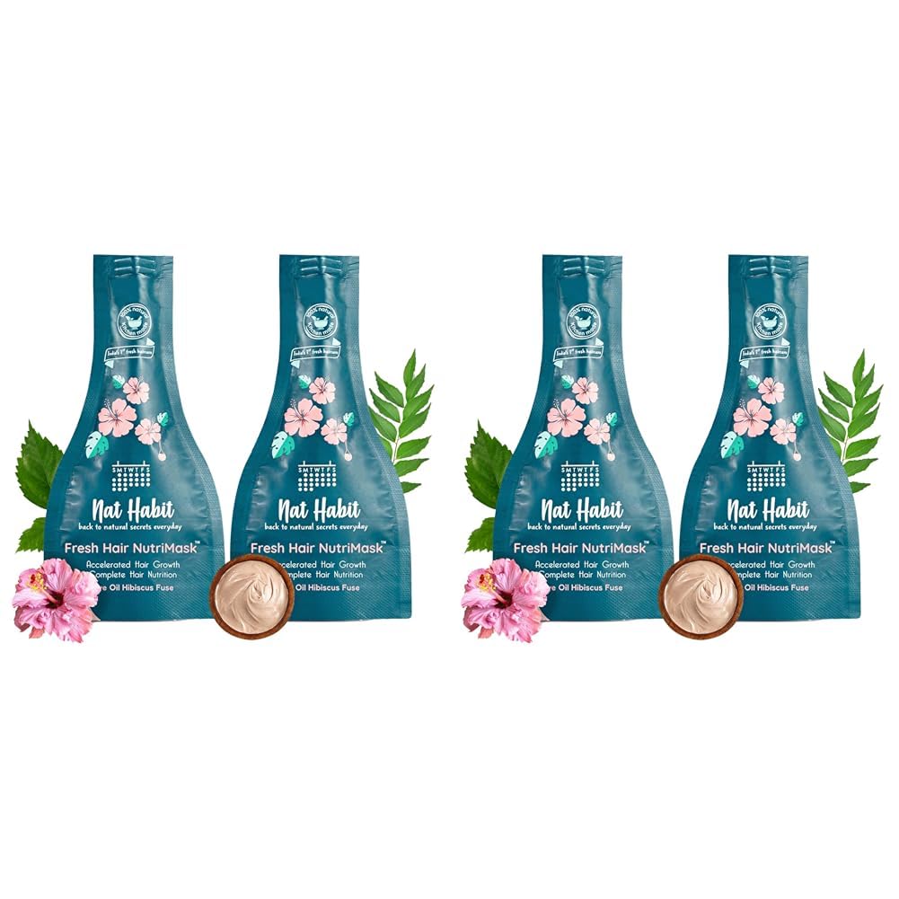 Nat Habit Five Oil Hibiscus Nutrimask-Hair Mask For Growth, Conditioning, Smoothening, Strengthen & Shine, Suitable For All Hair & Scalp Types (Pac