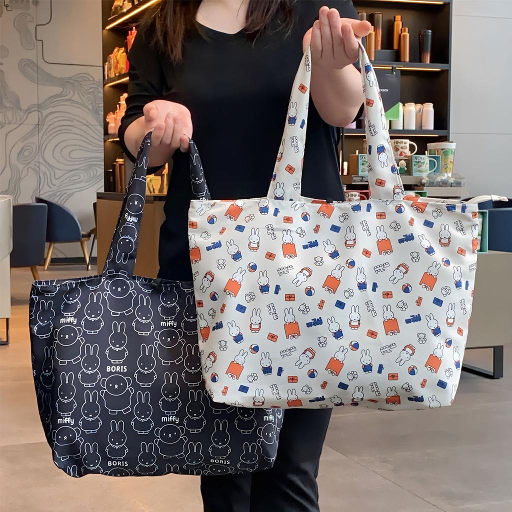 Cute Cartoon Printed Miffy Foldable Eco Bag Portable Handbag Shoulder Tote Accessory Student Gift for Shopping Travel
