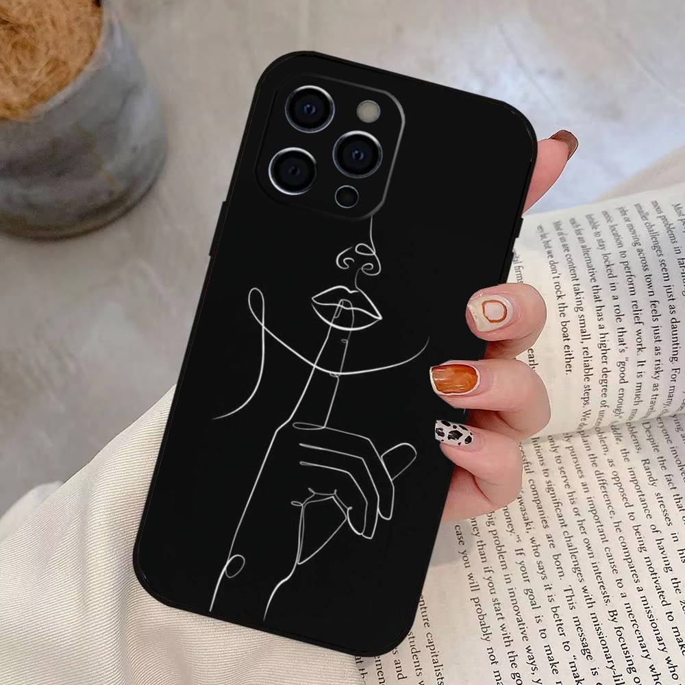 Art Sexy Body Woman Phone Case For iPhone 17,16,15,14,13,12,11 Plus,Pro Max,XS,Soft Silicone Black Cover