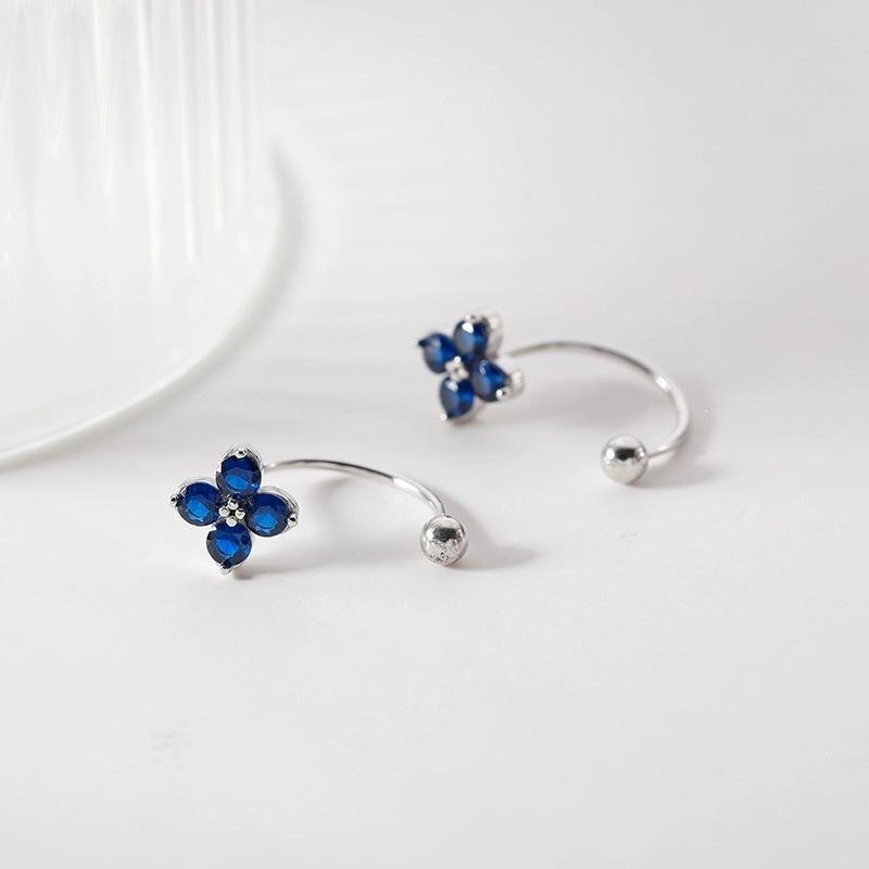 Elegant 925 Sterling Silver Four-Leaf Clover Earrings for Women - Trendy Summer 2025 Screw Back Studs