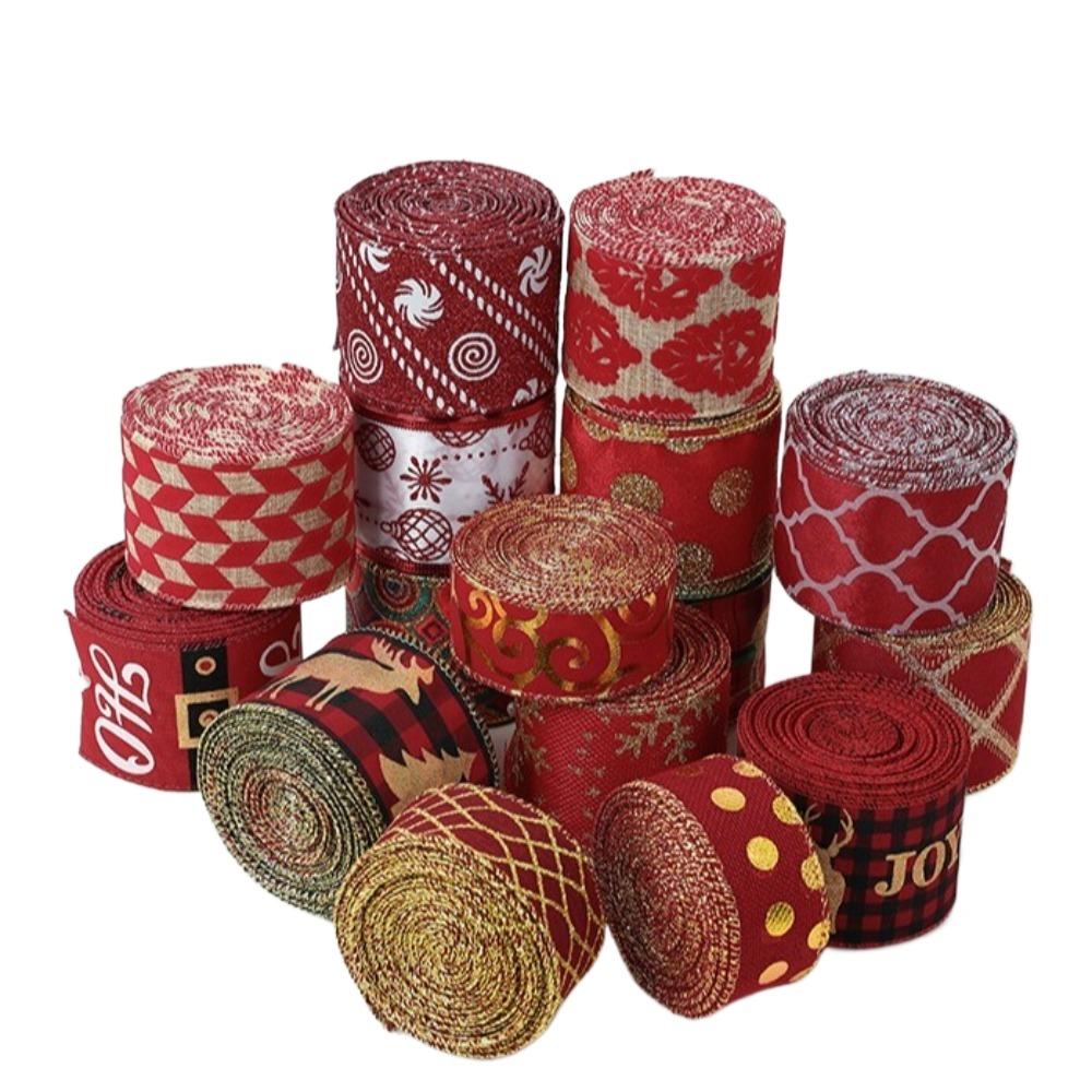 Xmas Gift Christmas Ribbon DIY Burlap Ribbon New Fabric Swirl Ribbon