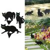 Cat Statue Yard Art Garden Decorative Stake Hollow Animals Cat Statue Decors Black Cat Statue Decorations for Yard