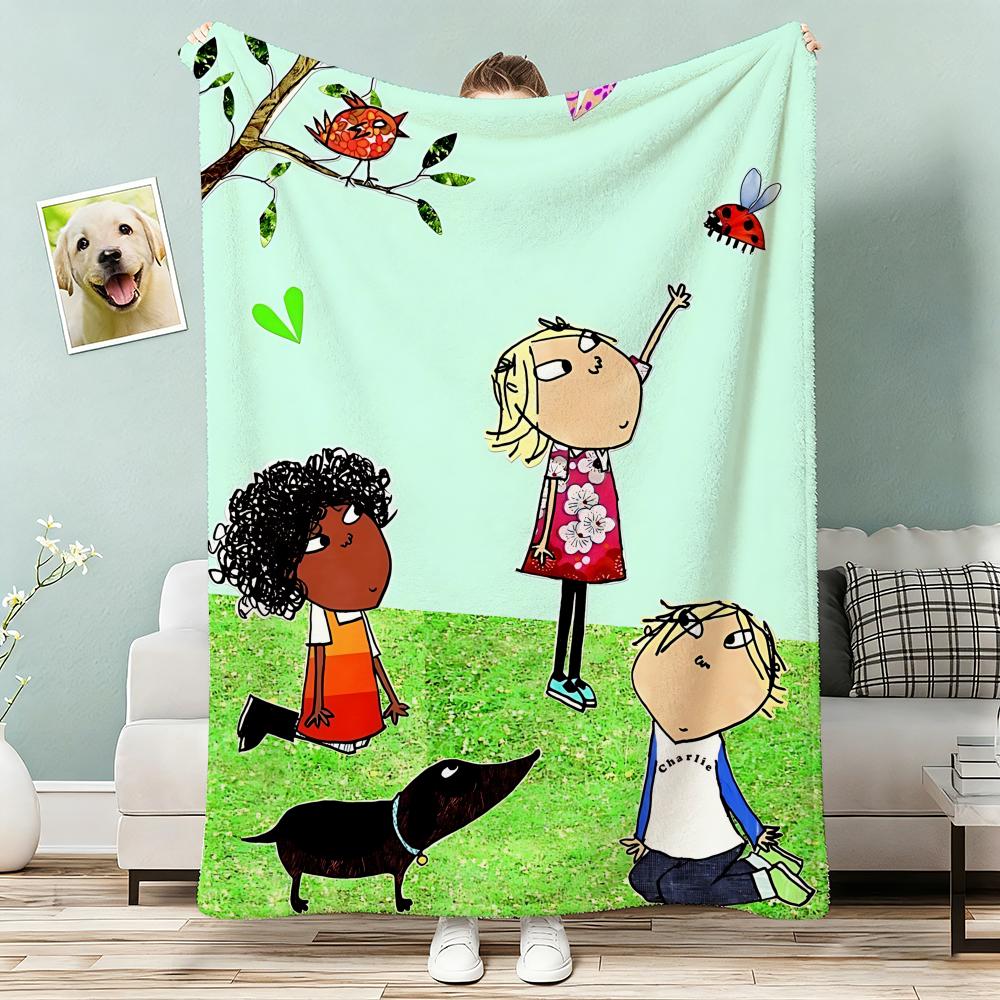 Anime Charlie and Lola Throw Lightweight G Flannel Blanket Soft Skinfriendly for Summer Cooling
