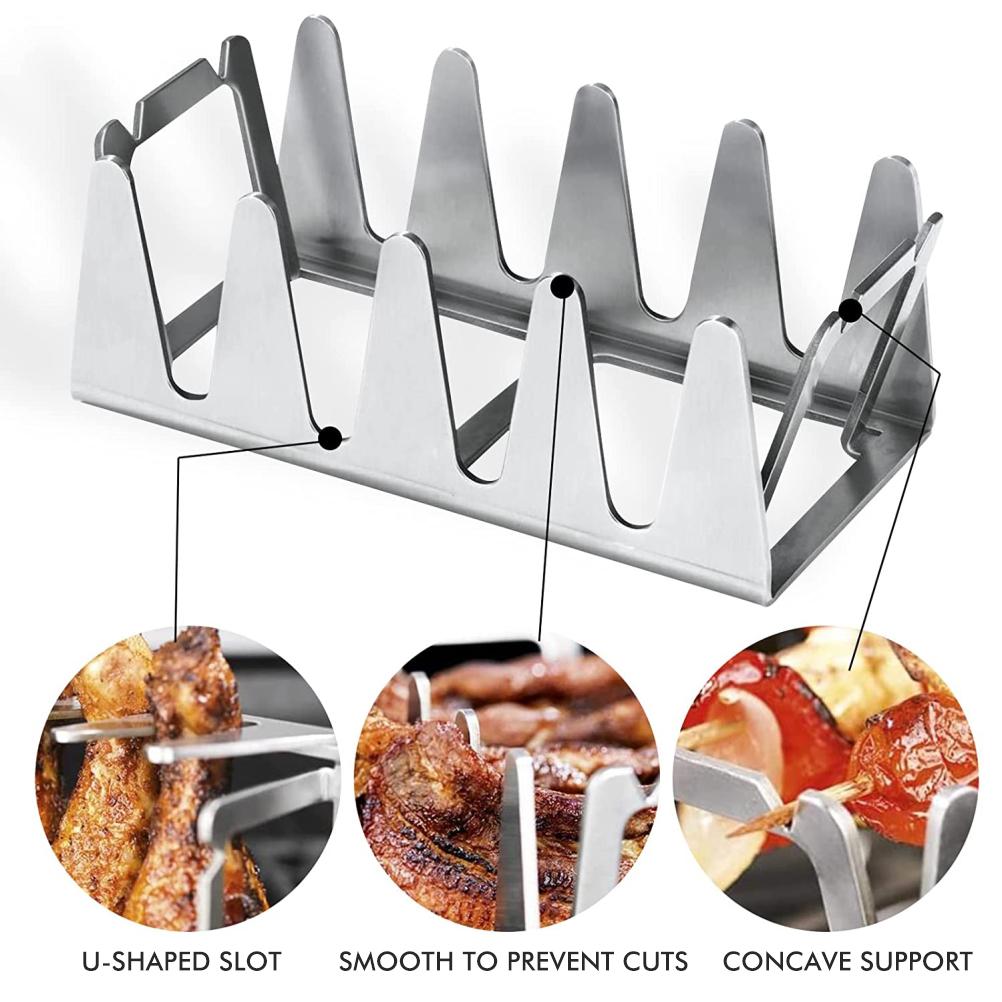 Kebab Rack Stainless Steel Shish Kebab Skewers Rack Universal Barbecue Skewers Holder Grilling