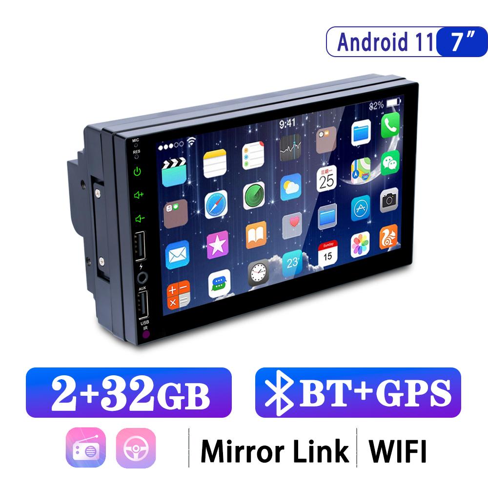 

REAKOSOUND 7 Android 11 Автомобильный мультимедийный плеер 2 Din Универсальный WIFI GPS Автомобильная аудиосистема FM-радио Bluetooth Зеркальная связь HD 2USB 7 2u 2-32G