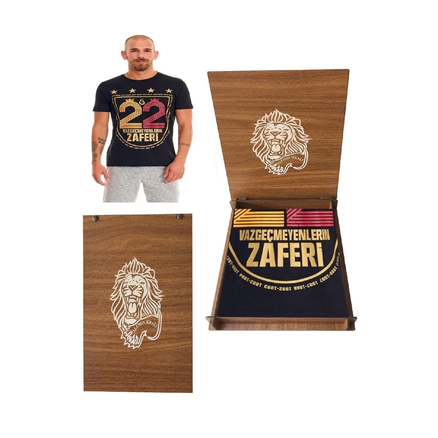 

Мужская черная футболка Джерси 22 «Победа тех, кто никогда не сдается» в деревянной коробке с изображением льва XS чёрный