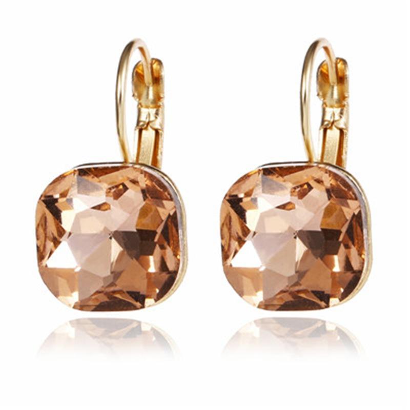 Brincos Exquisitos com Pedras de Cristal Brilhantes
