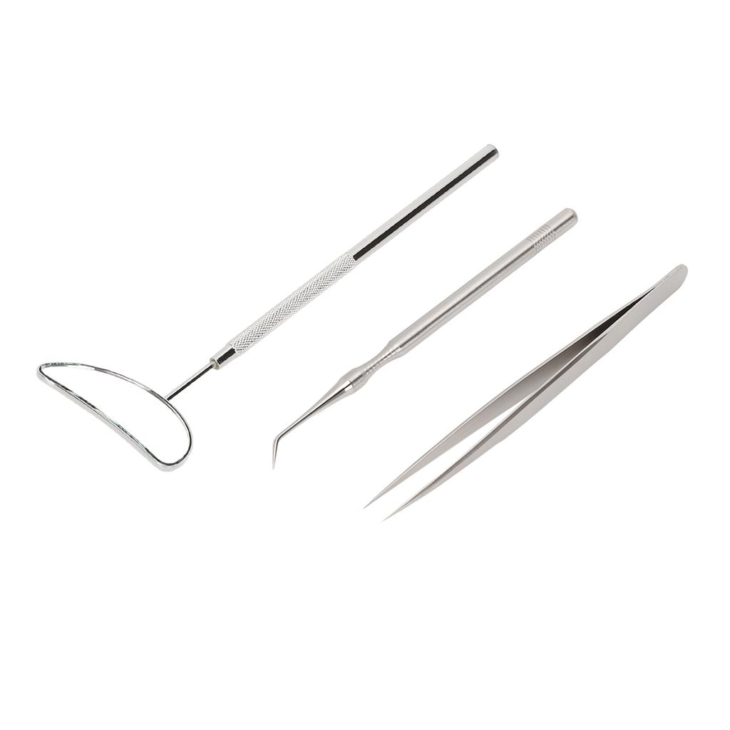 3pcs Lash Lift Tools Stainless Steel Eyelash Separator Mirror Tweezers Set for Lash Extension Silver