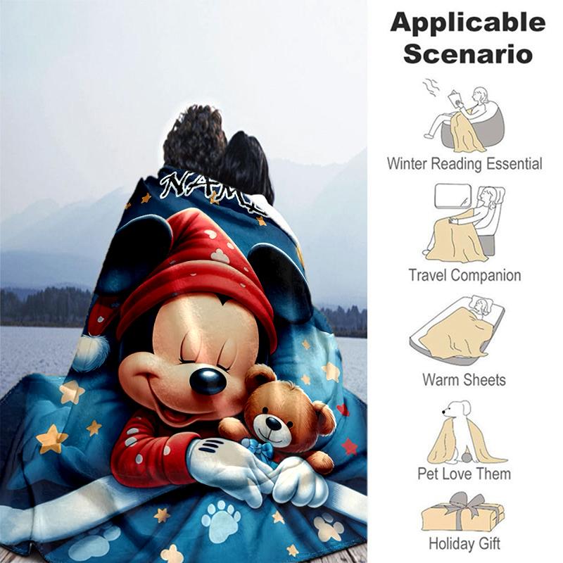 Customiz Name Personality Mickey Blanket Soft &Warm Sofa Office Bed Travel Lunch Break Blanket, Gift Suitable All Seasons
