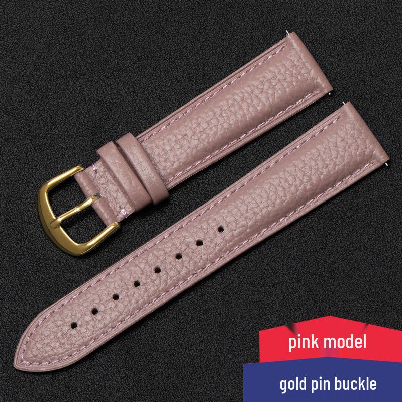 Lychee Pattern Genuine Leather Watch Strap - Soft, Breathable, Quick Release, Double-Sided Cowhide for Men & Women