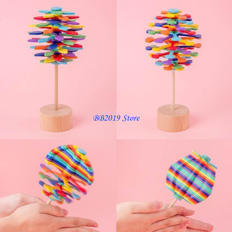 Q0Kb Colorful Wand Stress Relief Toy Rotating Lollipop Creatively Art Decoration Office Decompression Boy Girls