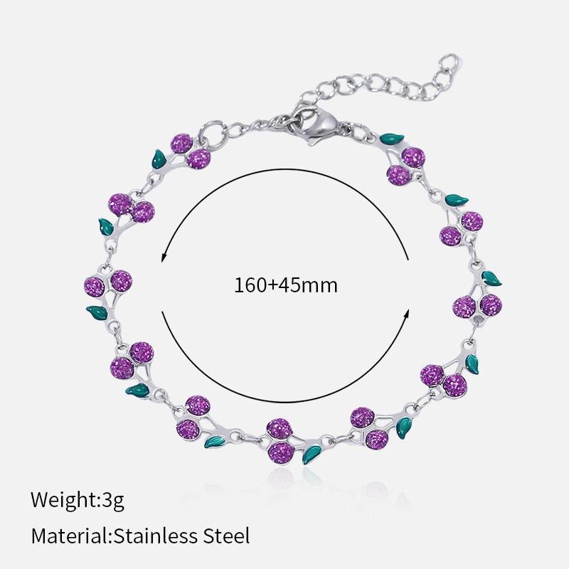 Popular ins casual and elegant wind titanium steel bracelet fruit cherry bracelet 18k gold electroplated stainless steel bracelet