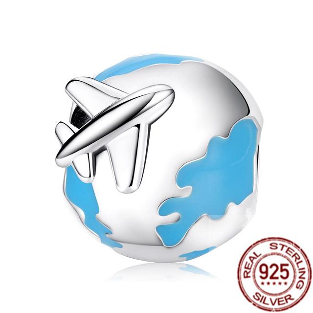 925 Sterling Silver Blue Butterfly Puffer Fish Bead Rainbow Parrot Squid Dangle Charm Fit Original Fasion Bracelet Jewelry Gift