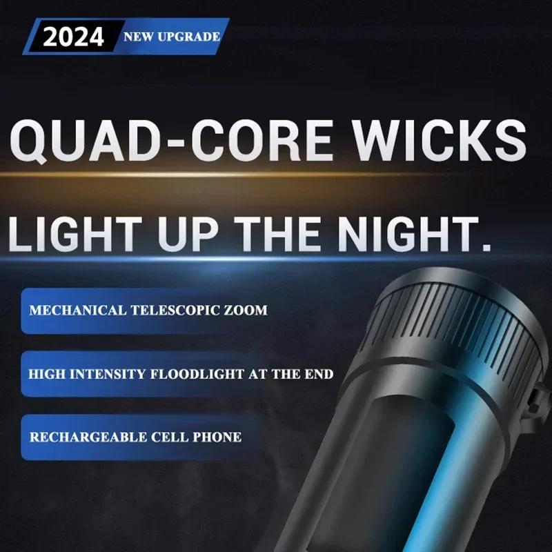 5000LM Ultra Bright Tactical Light Built-in Battery Powerful P70 LED Flashlights Emergency Spotlight Telescopic Zoom Flash Light