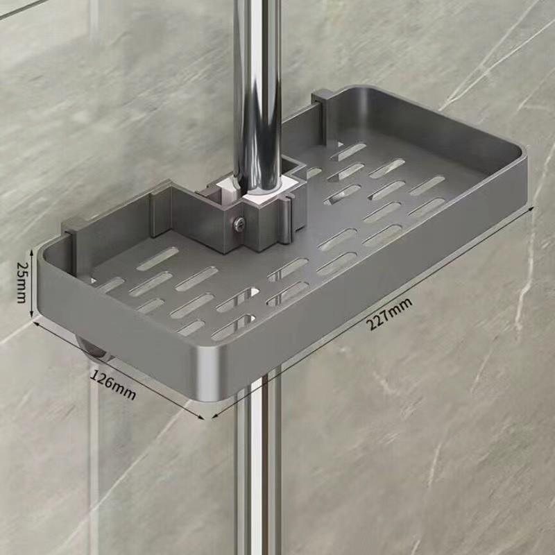 Scaffale da Doccia Moderno Minimalista in Alluminio Spaziale con Barra per Organizzazione del Bagno