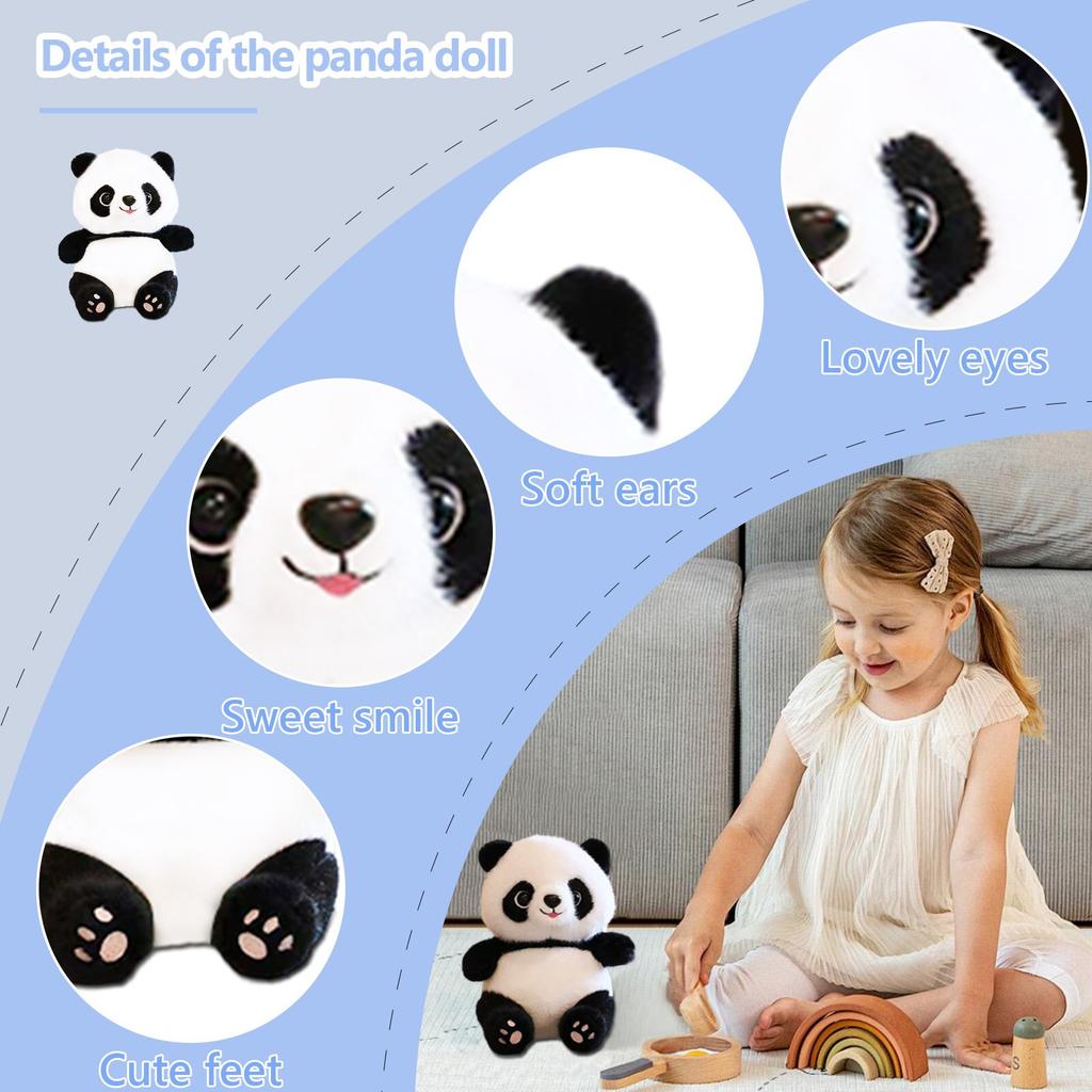 Panda de Plus 25cm Soft Plush Toy Black and White Panda Stuffed Animal Kids Cuddly Toy Birthday Gift