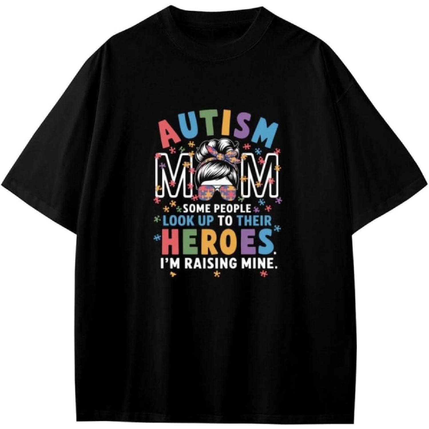 Retro Autism Mom Raising Heroes Autism Awareness Boys Girls Teens T-Shirt Anime Gift XXXXXL разноцветный