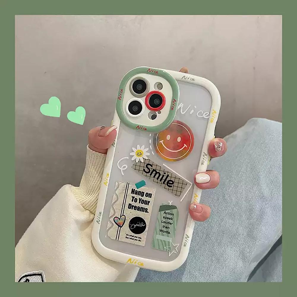 Funny Letter Shockproof Bumper Clear Cute Smile Phone Case For Iphone 14 13 12 11 Pro Max Fashion Soft Silicone Back Cover Case