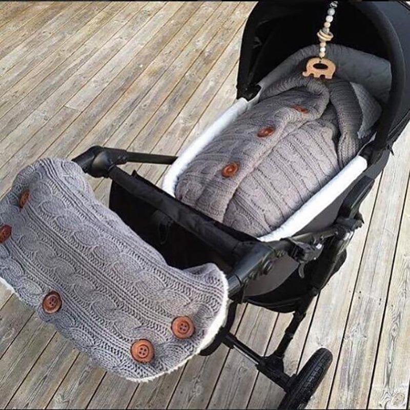 Velvet-Lined Knitted Baby Stroller Sleep Sack