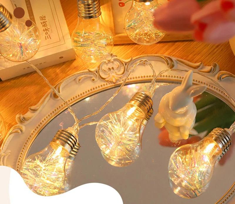 2M10Bulbs LED Fairy Lights Bulb Garland Bulb Light String Christmas New Year Wedding Party Bedroom Living Garden Decor Lamp