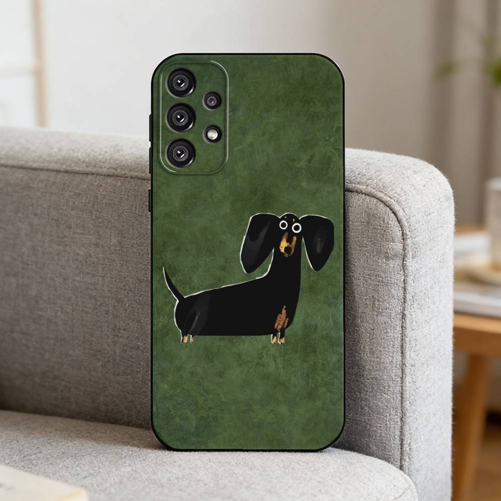C-Cute Dachshund   Phone Case For Samsung S25,S24,S21,S22,S23,S30,Ultra,S20,Plus,Fe,Note,10,9,5G Black Cover