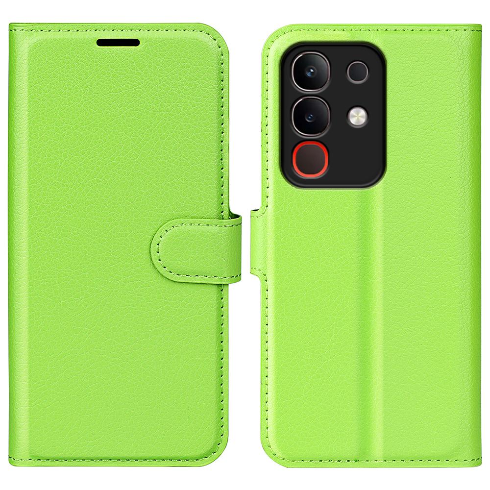 

For vivo Y29 4G Case Litchi Texture Shockproof Leather Wallet Phone Cover Green